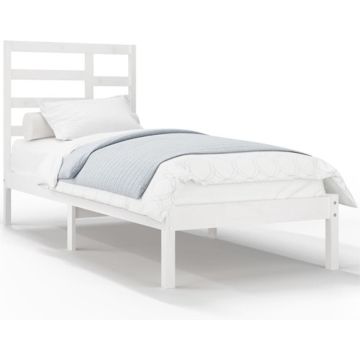 vidaXL Bedframe massief hout wit 90x200 cm