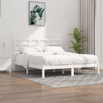 vidaXL Bedframe massief hout wit 180x200 cm 6FT Super King