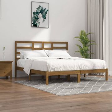 vidaXL Bedframe massief hout honingbruin 200x200 cm