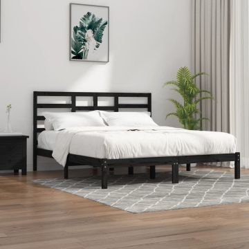 vidaXL Bedframe massief hout zwart 200x200 cm