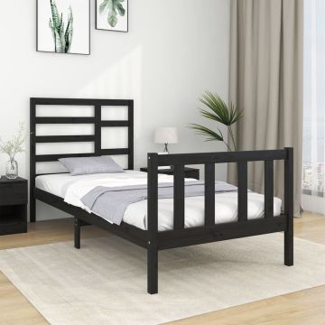 vidaXL Bedframe massief hout zwart 90x190 cm 3FT Single