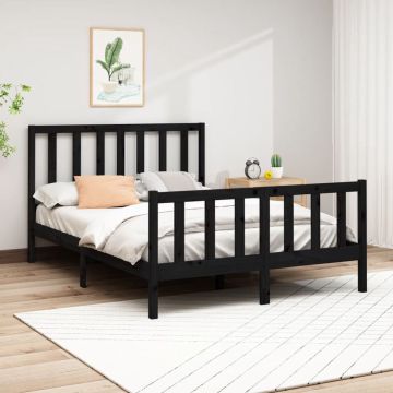 vidaXL Bedframe massief grenenhout zwart 140x190 cm