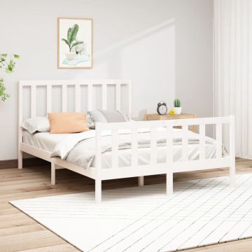 vidaXL Bedframe massief grenenhout wit 160x200 cm