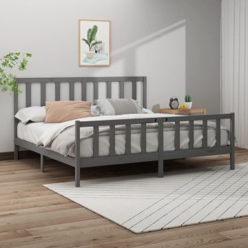 vidaXL Bedframe massief grenenhout grijs 200x200 cm