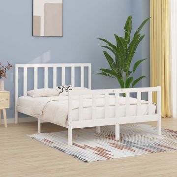 vidaXL Bedframe massief hout wit 120x200 cm