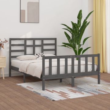 vidaXL Bedframe massief hout grijs 150x200 cm 5FT King Size