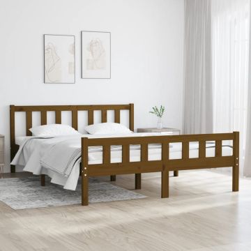 vidaXL Bedframe massief hout honingbruin 140x190 cm