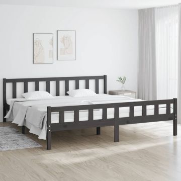 vidaXL Bedframe massief hout grijs 180x200 cm 6FT Super King