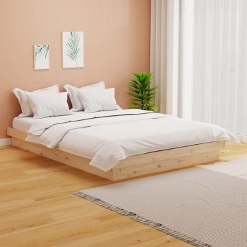 vidaXL Bedframe massief hout wit 150x200 cm 5FT King