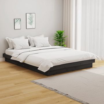 vidaXL Bedframe massief hout grijs 120x190 cm 4FT Small Double