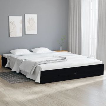 vidaXL Bedframe massief hout zwart 150x200 cm 5FT King Size