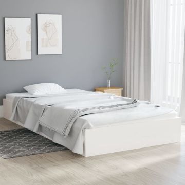 vidaXL Bedframe massief hout wit 90x200 cm