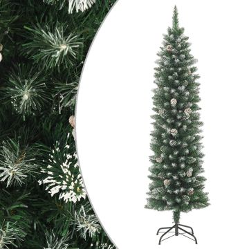 vidaXL Kunstkerstboom smal met standaard 210 cm PVC