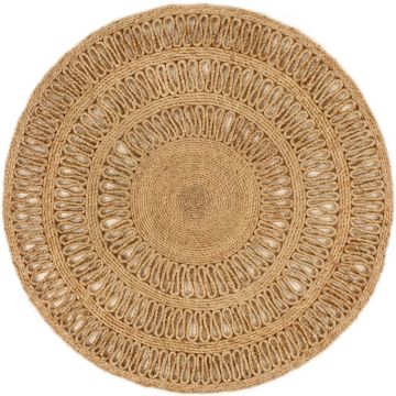 vidaXL Tapijt rond 90 cm gevlochten jute