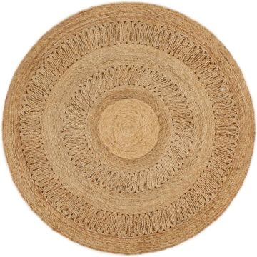 vidaXL Tapijt rond 120 cm gevlochten jute