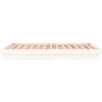 vidaXL Bedframe LED massief hout wit 120x190 cm 4FT Small Double