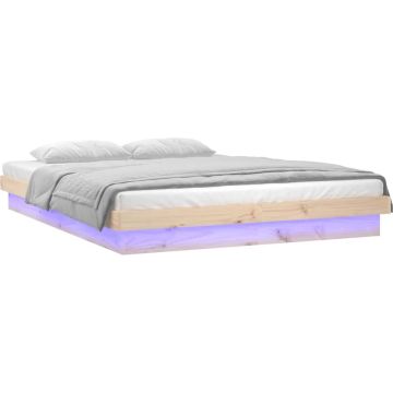 vidaXL Bedframe LED massief hout 135x190 cm 4FT6 Double