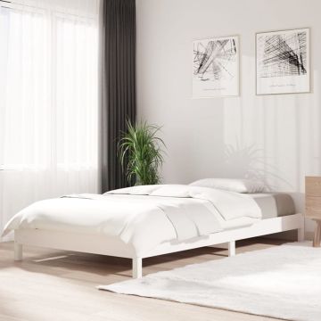 vidaXL Bed stapelbaar 100x200 cm massief grenenhout wit