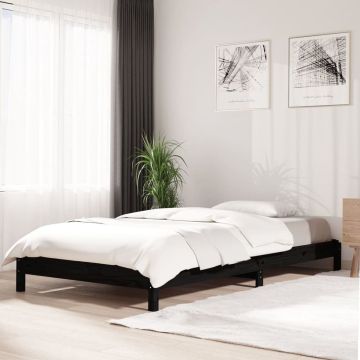 vidaXL Bed stapelbaar 100x200 cm massief grenenhout zwart