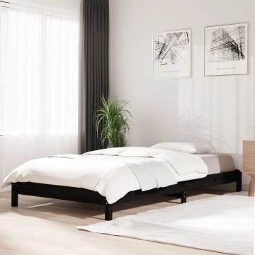 vidaXL Bed stapelbaar 80x200 cm massief grenenhout zwart