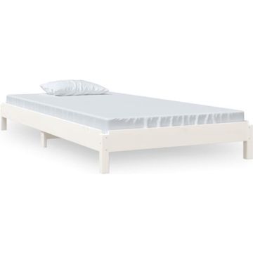 vidaXL Bed stapelbaar 90x190 cm massief grenenhout wit