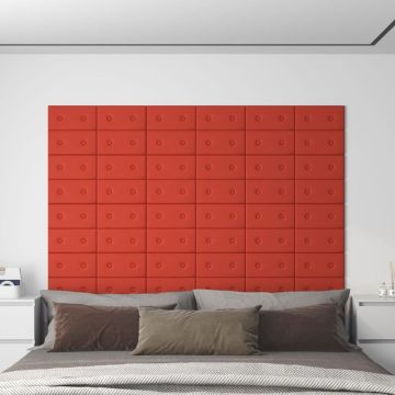 vidaXL Wandpanelen 12 st 0,54 m² 30x15 cm kunstleer rood