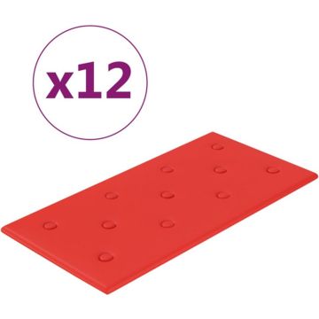 vidaXL Wandpanelen 12 st 2,16 m² 60x30 cm kunstleer rood