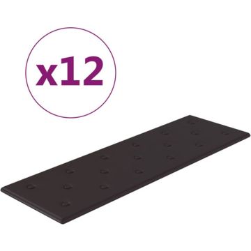 vidaXL Wandpanelen 12 st 3,24 m² 90x30 cm kunstleer zwart