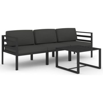 vidaXL 4-delige Loungeset met kussens aluminium antracietkleurig