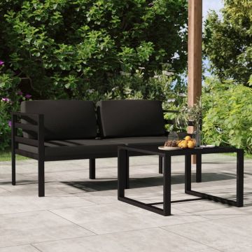 vidaXL 3-delige Loungeset met kussens aluminium antracietkleurig