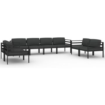 vidaXL 8-delige Loungeset met kussens aluminium antracietkleurig