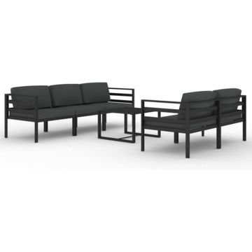 vidaXL 6-delige Loungeset met kussens aluminium antracietkleurig