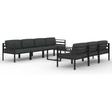 vidaXL 8-delige Loungeset met kussens aluminium antracietkleurig