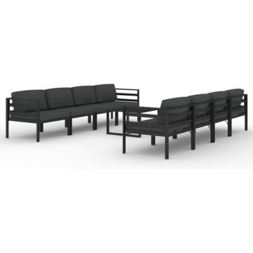 vidaXL 9-delige Loungeset met kussens aluminium antracietkleurig