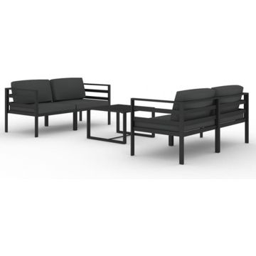 vidaXL 5-delige Loungeset met kussens aluminium antracietkleurig