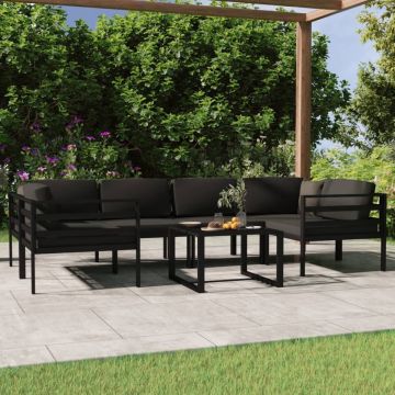 vidaXL 7-delige Loungeset met kussens aluminium antracietkleurig