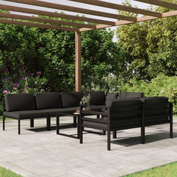 vidaXL 8-delige Loungeset met kussens aluminium antracietkleurig