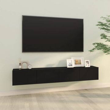 vidaXL Tv-wandmeubels 2 st 100x30x30 cm bewerkt hout zwart