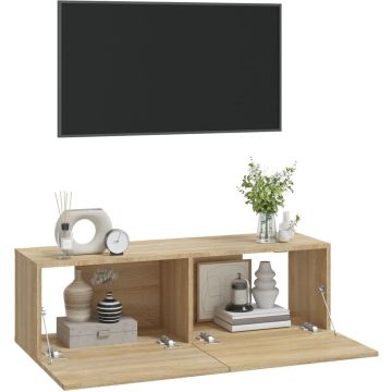 vidaXL Tv-meubelen 2 st wandgemonteerd 100x30x30 cm hout sonoma eiken