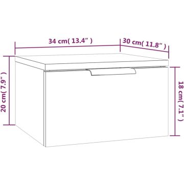 vidaXL Nachtkastjes 2 st wandgemonteerd 34x30x20 cm wit