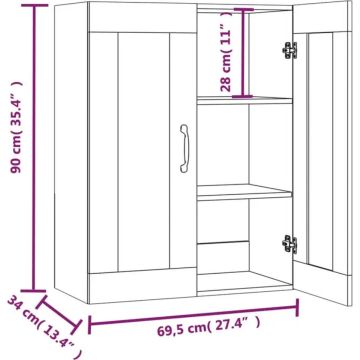 vidaXL Hangkast 69,5x34x90 cm zwart