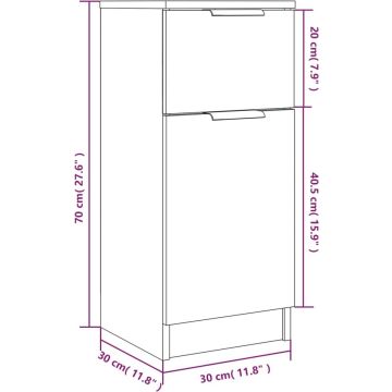 vidaXL Dressoirs 2 st 30x30x70 cm bewerkt hout gerookt eikenkleurig