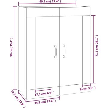 vidaXL Hangkast 69,5x32,5x90 cm gerookt eikenkleurig