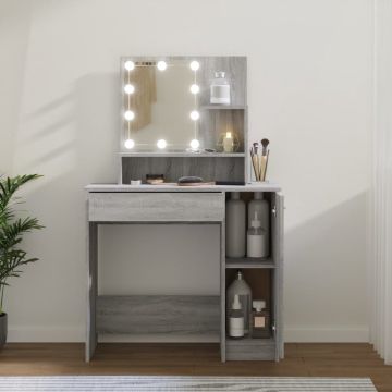 vidaXL Kaptafel met LED 86,5x35x136 cm grijs sonoma eikenkleurig