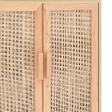 vidaXL Dressoir 60x30x70 cm massief grenenhout en rattan bruin