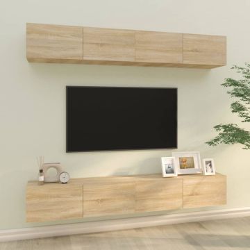 vidaXL Tv-wandmeubels 4 st 100x30x30 cm sonoma eikenkleurig