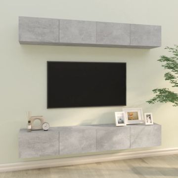 vidaXL Tv-wandmeubels 4 st 100x30x30 cm betongrijs