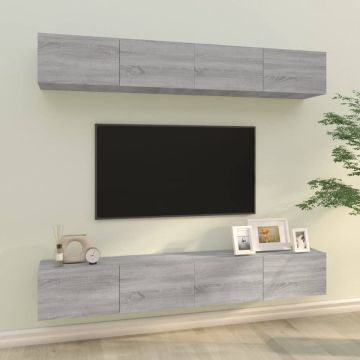 vidaXL Tv-wandmeubels 4 st 100x30x30 cm grijs sonoma eikenkleurig