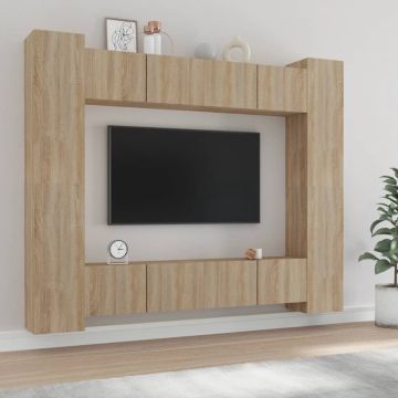 vidaXL 8-delige Tv-meubelset bewerkt hout sonoma eikenkleurig