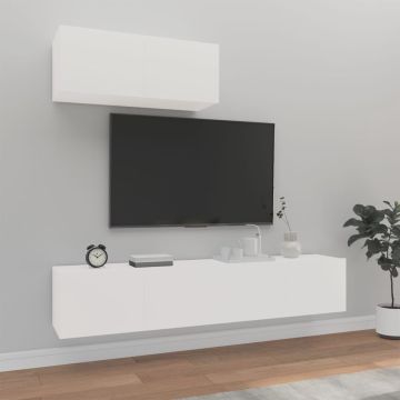 vidaXL 3-delige Tv-meubelset bewerkt hout wit